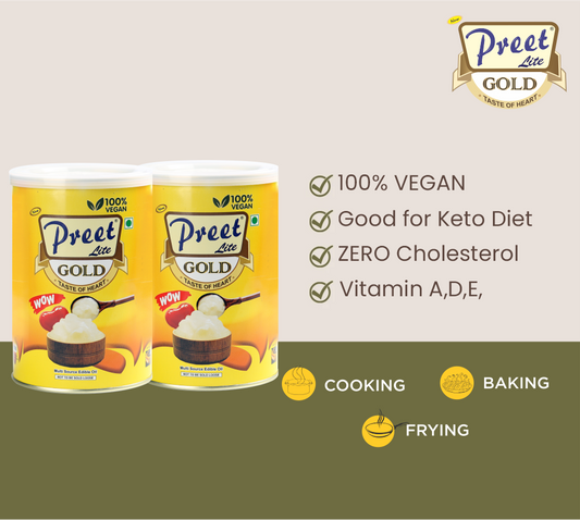 New Preet Lite Gold 100% Vegan Multi Source Edible Oil (1Lx1L) 2 Litre Pack