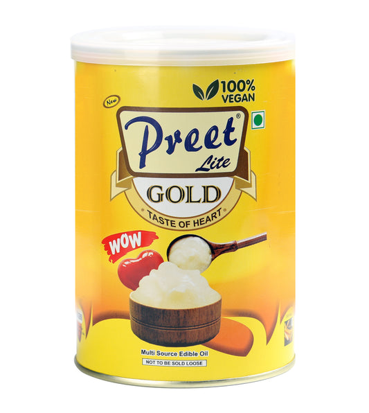 New Preet Lite Gold 100% Vegan Multi Source Edible Oil 1 Litre Pack