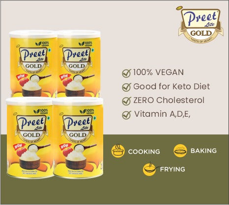 New Preet Lite Gold 100% Vegan Multi Source Edible Oil (1x4) 4 Litre Combo Pack