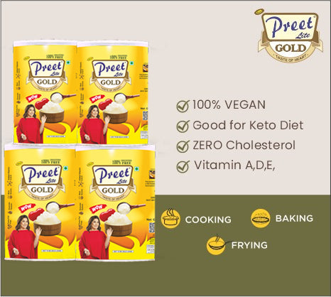 New Preet Lite Gold 100% Cholesterol Free Multi Source Edible Oil (1x4) 4 Litre Combo Pack